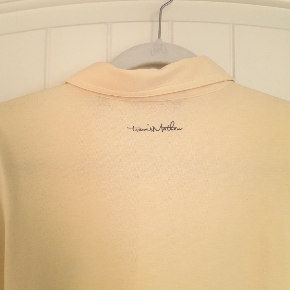 Travis Mathew Pit Boss Polo in Heather Pale Sunset Yellow Size XL - Picture 5 of 13